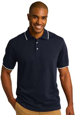 K454 Port Authority Tipped Polo (Navy)